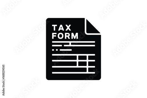 Silhouette of a tax form icon representing financial documents and paperwork