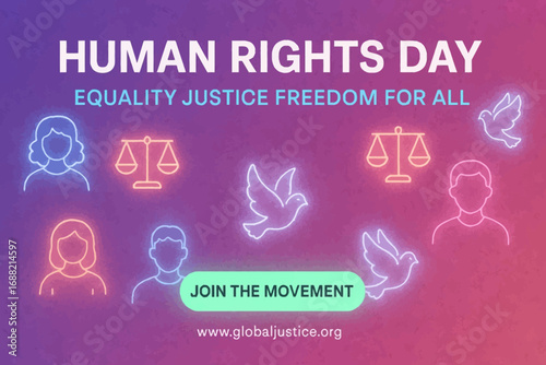 A graphic design for Human Rights Day on December 10th, and stand for equality, justice, and freedom for all people around the globe
