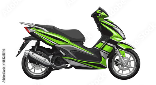Contemporary green scooter illustration showcasing speed and modernity design