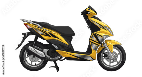 Eye-Catching Yellow Motor Scooter Illustration on White Background