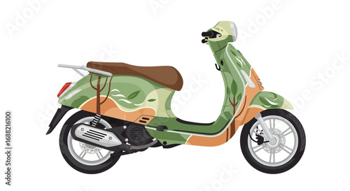 Modern environmentally themed scooter, vector illustration on white background