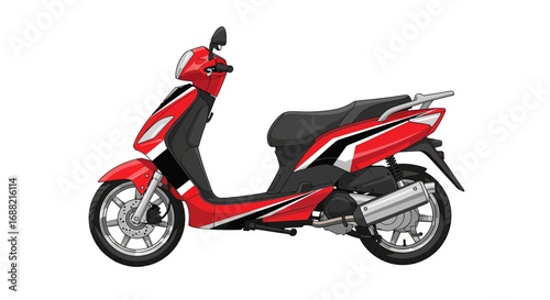 Modern scooter design in red and black colors for city transportation