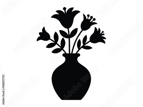 Elegant flower vase silhouette minimalist vector art for decorative design