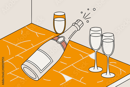 Champagne flutes festive new years eve celebration Celebration time. champagne on New Year's party.