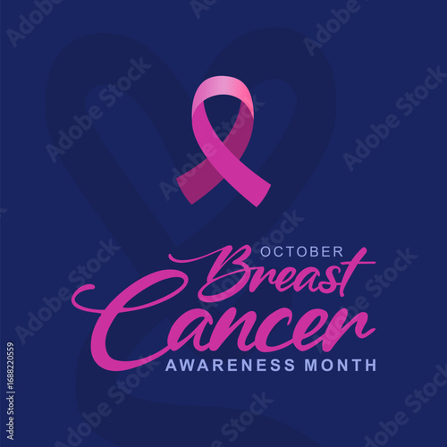 October breast cancer awareness month background with pink ribbon symbol, vector design. Healthcare and medicine concept. Great for banners, posters, cards and social media.