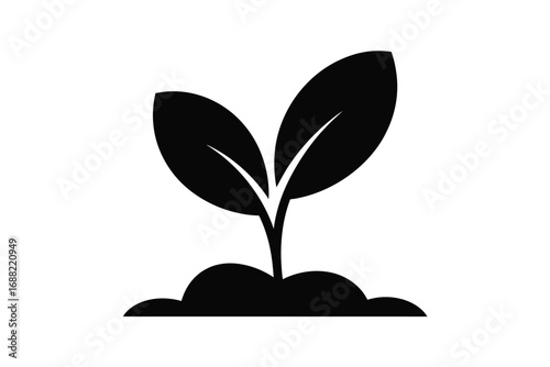 Simple silhouette of a young plant sprouting from the ground icon