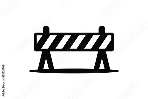 Simple silhouette of a construction barrier with diagonal stripes