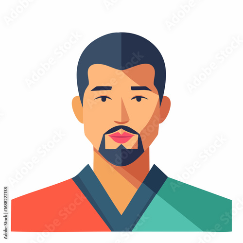 Vibrant Geometric WPAP Portrait of a Man with Goatee and Modern Apparel