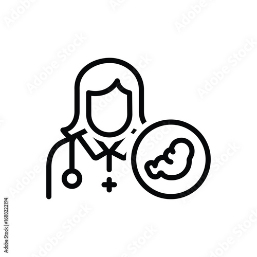 Black line icon for gynecologist
