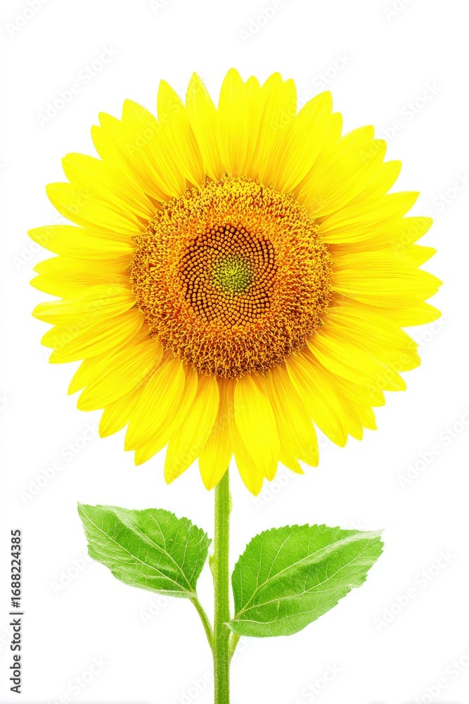 Obraz premium Bright sunflower against white