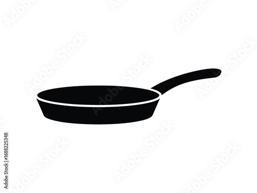 Minimalist silhouette of a cooking frying pan kitchen utensil