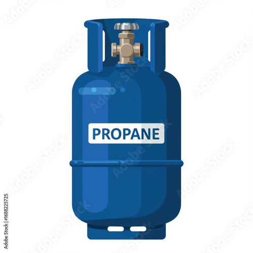 Vector illustration of a modern blue LPG propane energy cylinder. Isolated gas tank for fuel supply