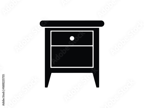 Simple silhouette of a two-drawer nightstand with a single knob