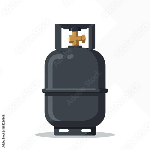 Pressurized metal cylinder with liquefied petroleum gas for worldwide energy distribution and fuel supply. Flat vector icon
