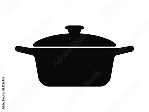 Silhouette of a cooking pot with lid and handles kitchenware icon