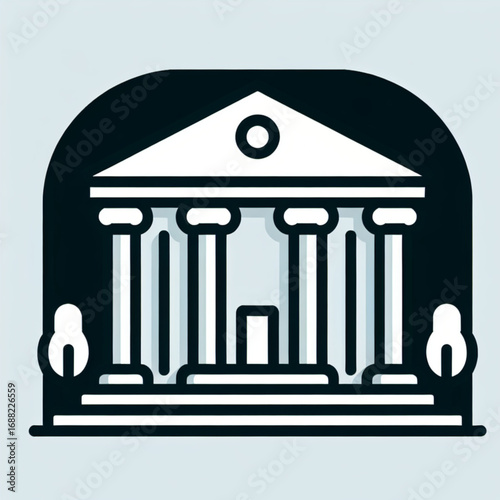 Bank building with columns and a pediment black vector icon with transparent background 