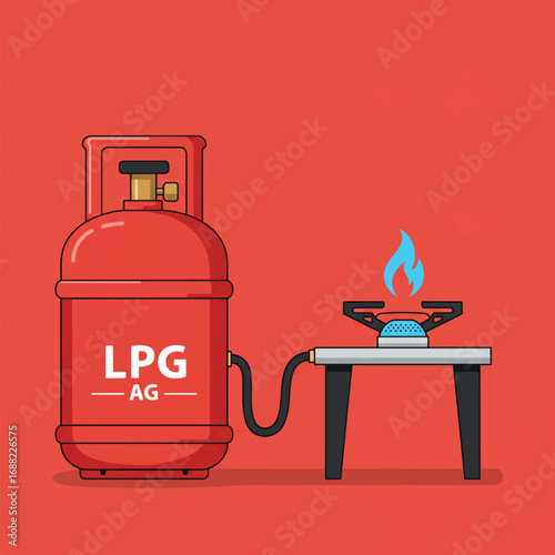 Propane gas bottle and portable burner icon for camping, cooking, and fuel concepts