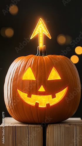Healthy Mediterranean lifestyle Illuminated Jack-o'-Lantern with Arrow Light for Halloween Decor capturing culinary traditions with authentic flavors, fresh produce, and realistic food styling
