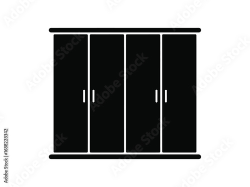 Simple silhouette of a four door wardrobe or cabinet with handles