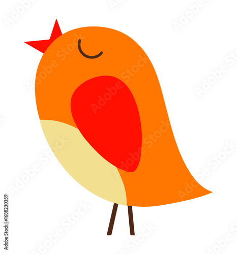 cute orange bird vector minimalist EPS format