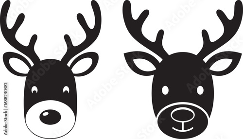 Two stylized reindeer heads silhouette