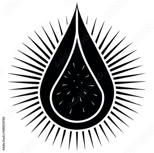 Abstract monochrome water drop design with geometric elements
