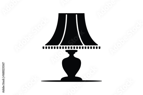 Elegant silhouette of a table lamp with a classic lampshade