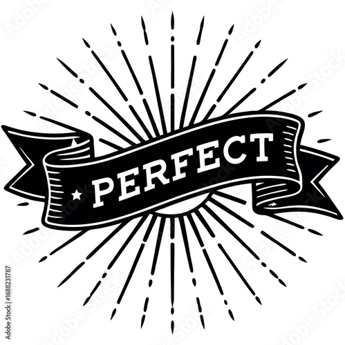 Vintage style detailed line art ribbon banner