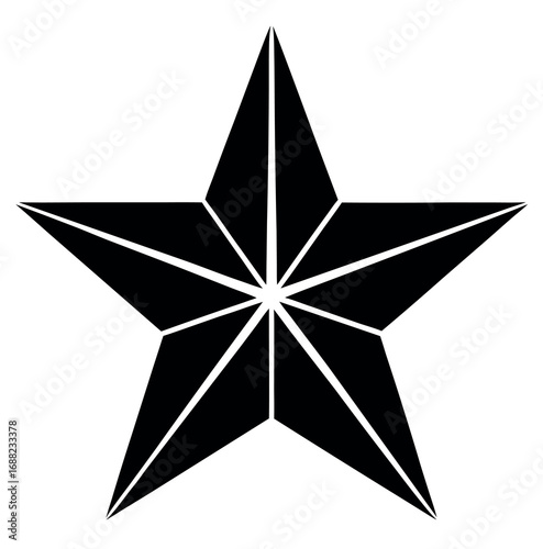 Minimalist geometric nautical star design in black and white