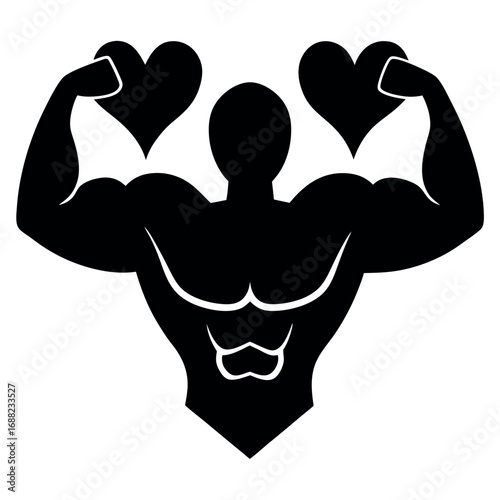 Heart muscle strength fitness healthy lifestyle graphic design