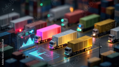 AI-driven supply chain optimization displaying visual analytics for retail logistics efficiency, showcasing intelligent inventory management and distribution technology.
