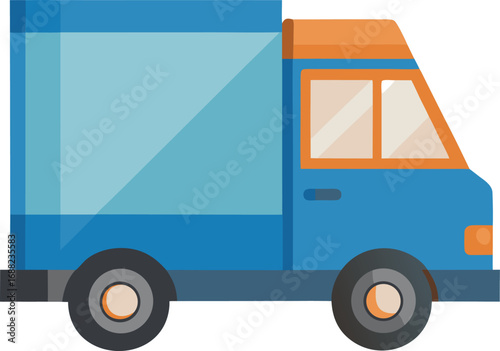 Delivery truck vector. Illustration of covered van on white background