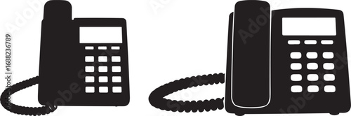 Two vintage telephones silhouette