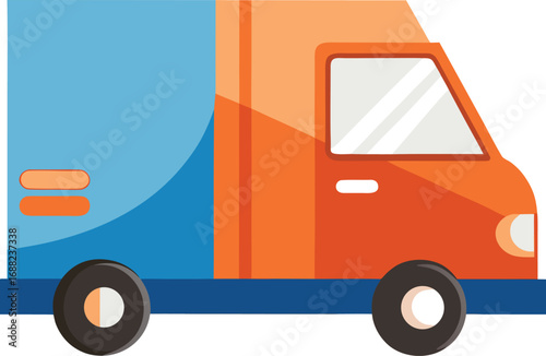 Delivery truck vector. Illustration of covered van on white background