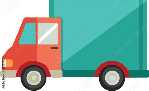 Delivery truck vector. Illustration of covered van on white background
