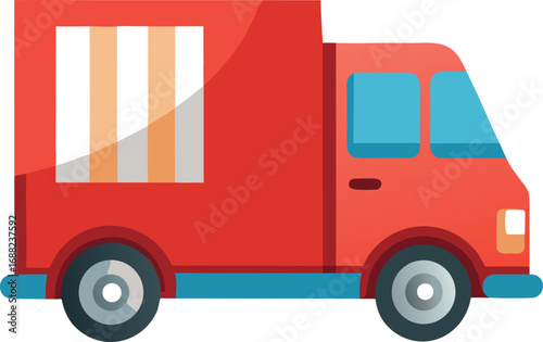 Delivery truck vector. Illustration of covered van on white background