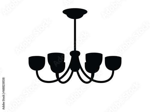 Elegant silhouette of a six-arm chandelier simple lighting fixture