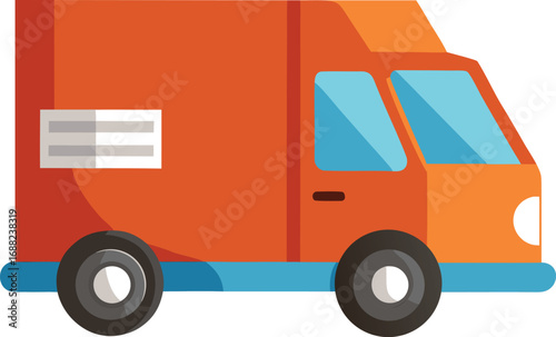 Delivery truck vector. Illustration of covered van on white background