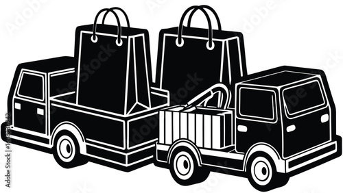cartoon truck with trailer