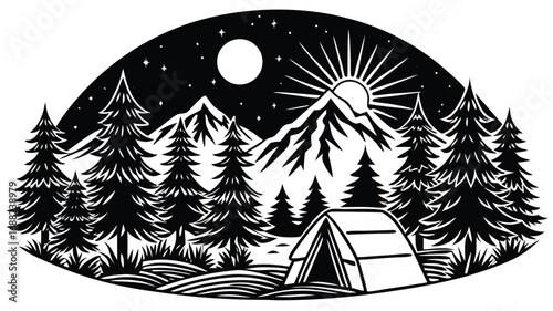 camping in the forest