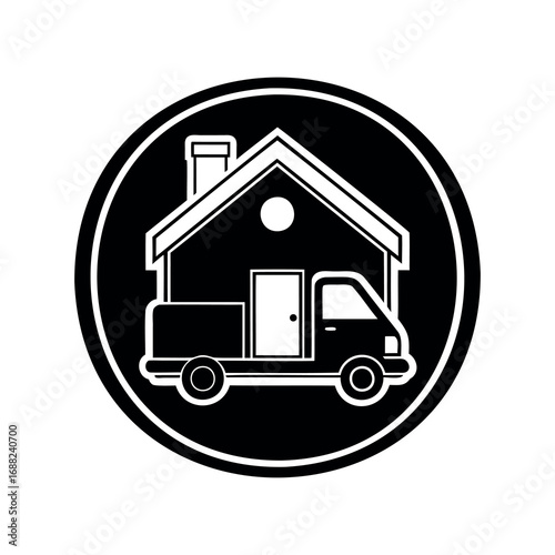 House on wheels logo for moving company home delivery service design