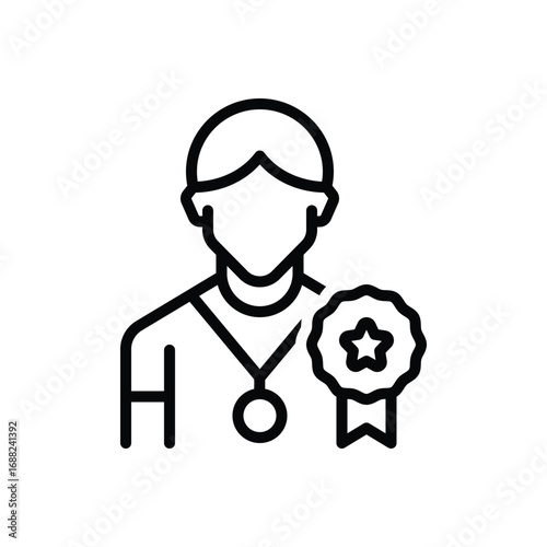 Black line icon for superior achievement