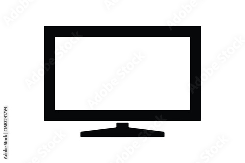 Simple silhouette of a modern flat screen computer monitor with a stand
