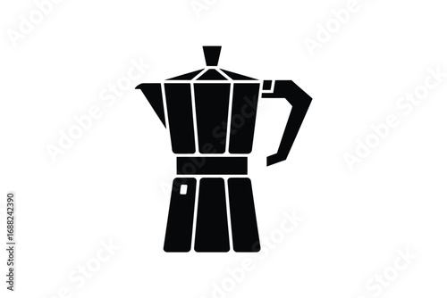 Elegant silhouette of a classic italian moka pot for brewing delicious coffee