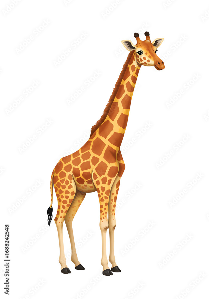 Naklejka premium Stylized Giraffe Illustration with Orange Background png clear alpha channel cutout isolated on transparent background
