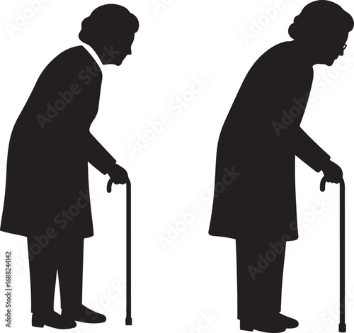Wallpaper Mural Two elderly women walking with canes silhouette Torontodigital.ca