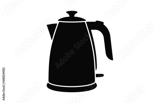 A simple silhouette icon of a modern electric kettle for kitchen use