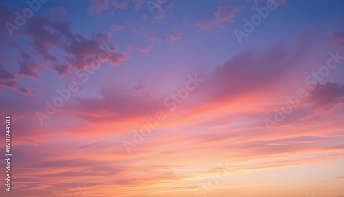 Twilight Sky Pastel Tones: Soft Colorful Sunset Clouds Creating Dreamy Abstract Background Concept