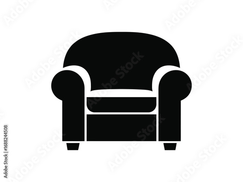 Simple silhouette of a comfortable armchair icon for design and decoration