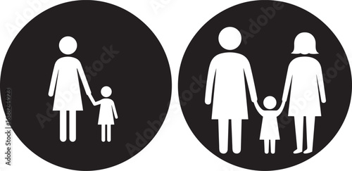 Family silhouette icons for parental guidance